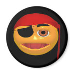Happy Face Pirate Round Magnet