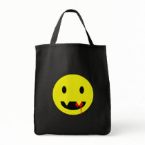 Happy Face with Fangs and Blood Tshirts Canvas Bags
