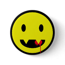 Happy Face with Fangs and Blood Tshirts Pins