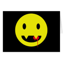 Happy Face with Fangs and Blood Tshirts Card