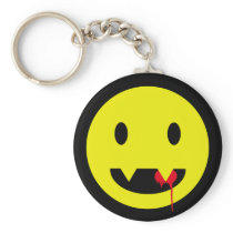 Happy Face with Fangs and Blood Tshirts Key Chain