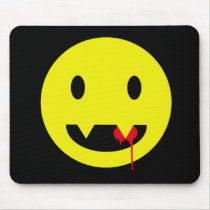 Happy Face with Fangs and Blood Tshirts Mousemat