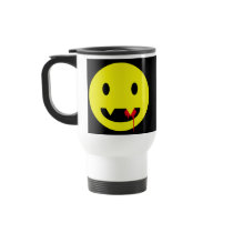 Happy Face with Fangs and Blood Tshirts Mug