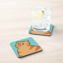 Happy Fat Orange Cat Coasters (set of 6)