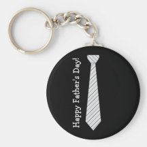 Happy Father's Day! Light Grey Stripes Fake Tie Keychains