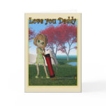 Happy Father's Day little girl playing golf cards
