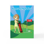 Happy Father's Day little girl playing golf cards