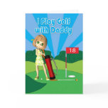 Happy Father's Day little girl playing golf cards