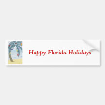 Happy Florida Holidays, palm tree with ornaments Bumper Stickers