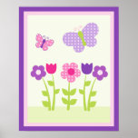 Happy Flower & Butterfly2 Wall Art Poster/Print