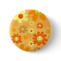 Happy Flowers Pinback Buttons
