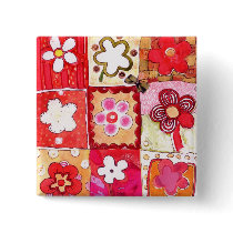 Happy Flowers Pinback Buttons