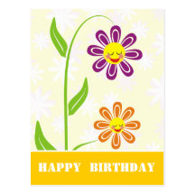 Happy Flowers Happy Birthday Postcards