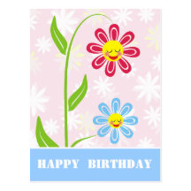 Happy Flowers Happy Birthday Postcards