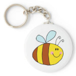 happy flying honeybee honey bee cartoon keychains