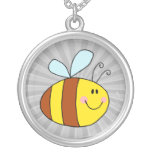 happy flying honeybee honey bee cartoon personalised necklace