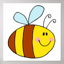 happy flying honeybee honey bee cartoon print