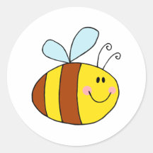 happy flying honeybee honey bee cartoon round stickers