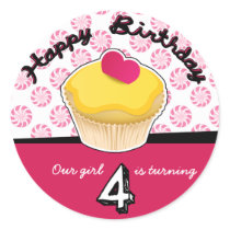 Happy Fourth (4th) Birthday Cupcake Stickers!
