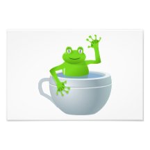Happy frog in a cup cartoon art photo