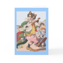 Happy Funny Cat Folk Birthday Card