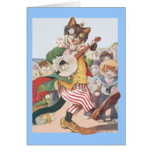 Happy Funny Cat Folk Birthday Card