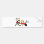 Happy Gardener Drives A Barrow With Tools Bumper Sticker