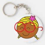 happy girl portrait cartoon key chains