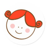happy girl portrait cartoon stickers