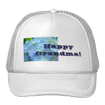 Happy Grandma! hats Blue Floral Hydrangea Flowers