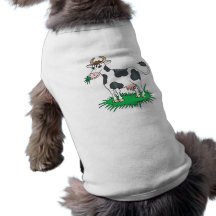 happy grazing cow dog tee