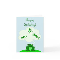 Happy Green Birthday with Leap-Dreaming Frog! Greeting Card