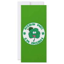 Happy-Green-Clover KISS ME I'M IRISH cartoon Custom Rack Card