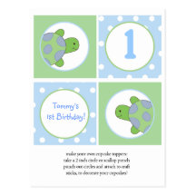 Happy Green Sea Turtles Cupcake Toppers Postcards