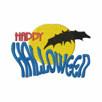 Happy Halloween Bat and Moon Embroidered Tees