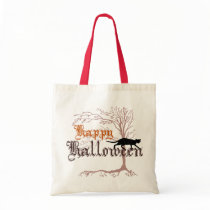 Happy Halloween Black Cat Canvas Bag