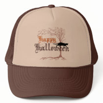 Happy Halloween Black Cat Mesh Hats