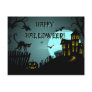 Happy Halloween Black Cat Haunted House Blue