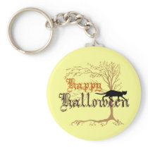 Happy Halloween Black Cat Key Chain