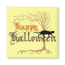 Happy Halloween Black Cat Refrigerator Magnet