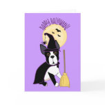 Happy Halloween Boston Terrier Witch cards