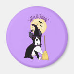 Happy Halloween Boston Terrier Witch Refrigerator Magnet