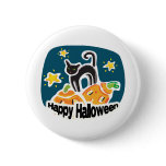 Happy Halloween Cat and Pumpkins buttons