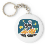 Happy Halloween Cat and Pumpkins keychains