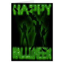 Happy Halloween Creepy Bats and Zombies  Card