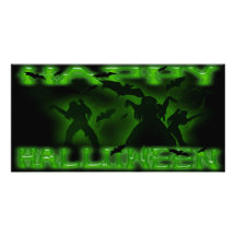 Happy Halloween Creepy Bats and Zombies  Photo Car Photo Cards