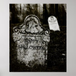 Happy Halloween Creepy Cemetery Print