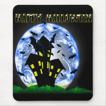 Happy Halloween Creepy Haunted House  Mousepad