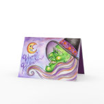 Happy Halloween Green Witch Card