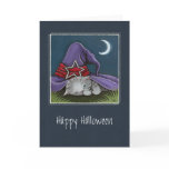 Happy Halloween - Grey Kitten and Witches Hat Greeting Cards